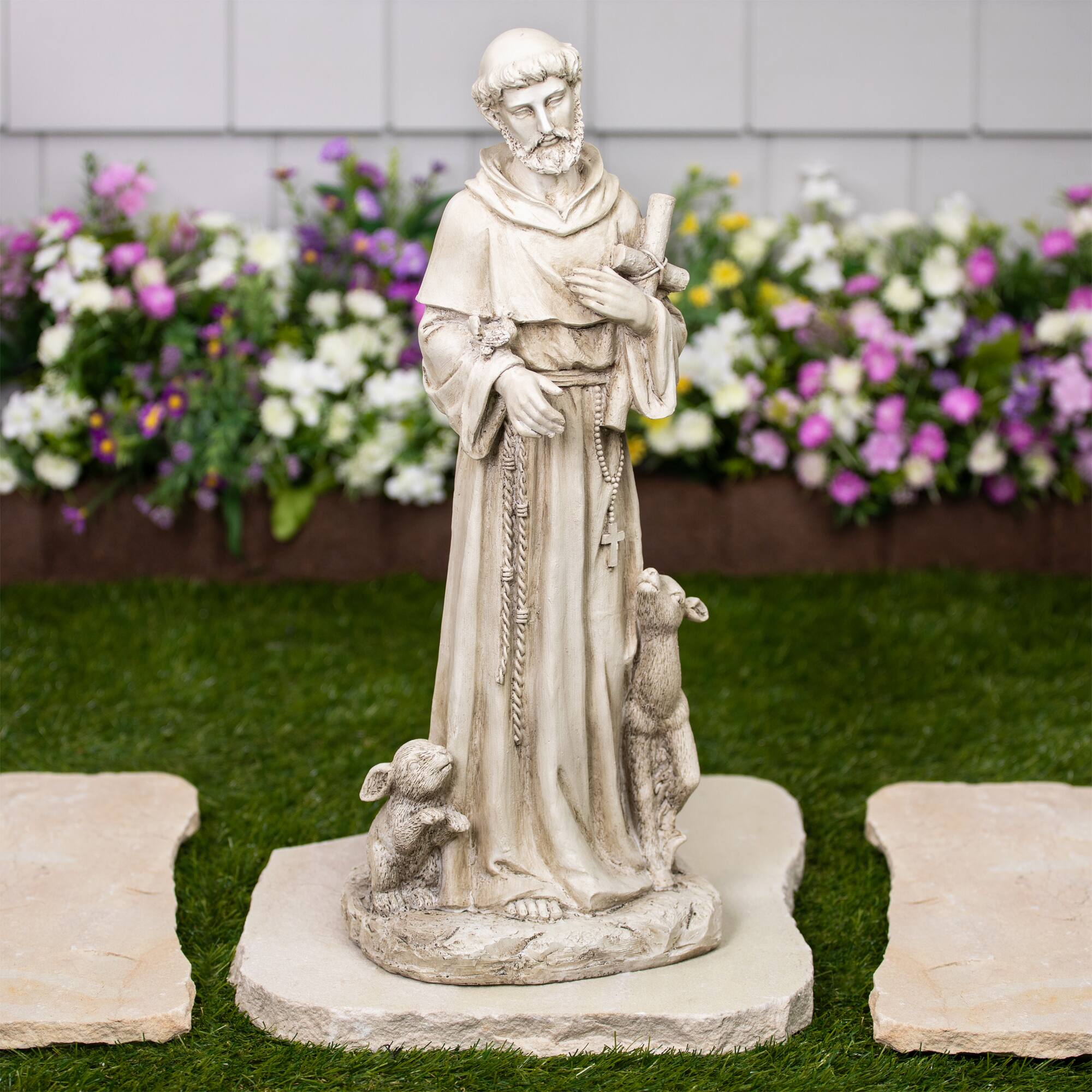 St. Francis Of Assisi with Animals Outdoor Garden Statue - 20"